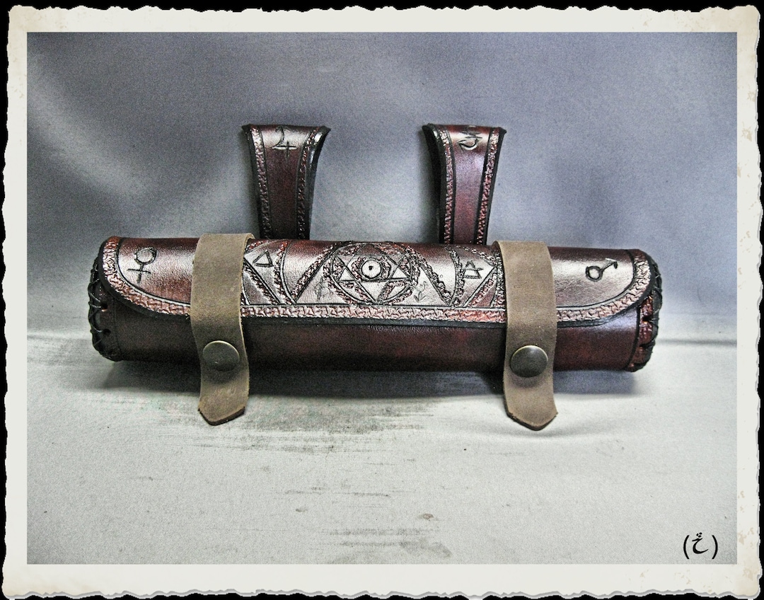 Leather Scroll Case / Holster / Tube - Alchemist - Brown - - Etsy