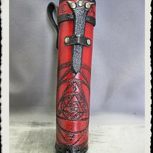 Custodia in pelle per rotolo / fondina / tubo - Alchemist - Rosso -