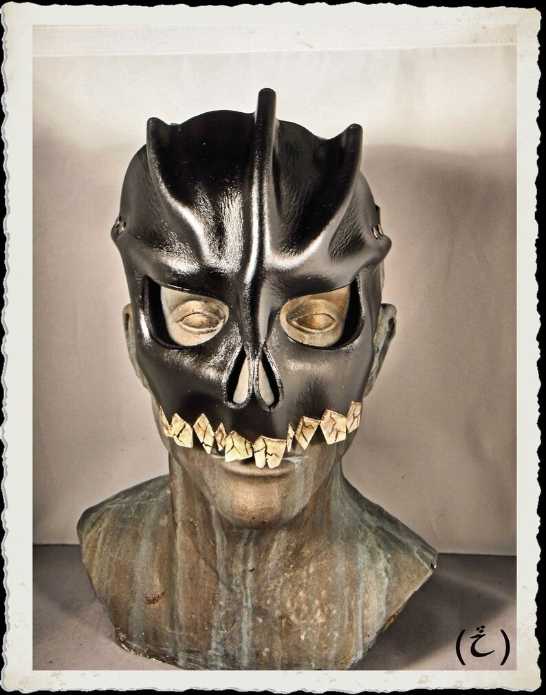 Skull leather mask  black  image 1