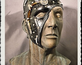 Leather half mask - Steampunk - Black -