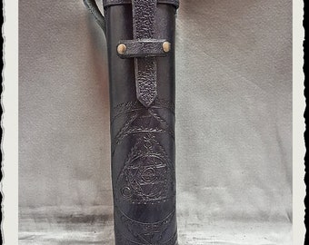 Étui/étui/tube pour parchemin en cuir - Alchemist - Noir -