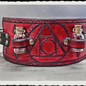 Leather cuff / bracelet - Alchemist I - Red -
