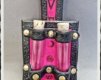 Leather Vial Holster - Alchemist - Pink -