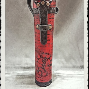 Custodia in pelle per rotolo / fondina / tubo - Memoria - Rosso -