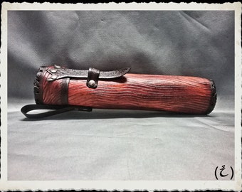 Wooden Leather Scroll Case / Holster / Tube