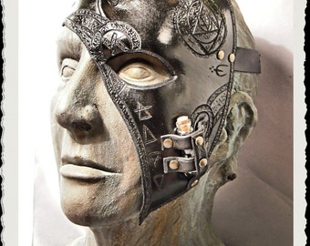 Black leather half mask - Alchemist -