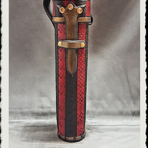 Custodia/Portafoglio/Tubo in Pelle per Rotolo - Linee nere e rosse