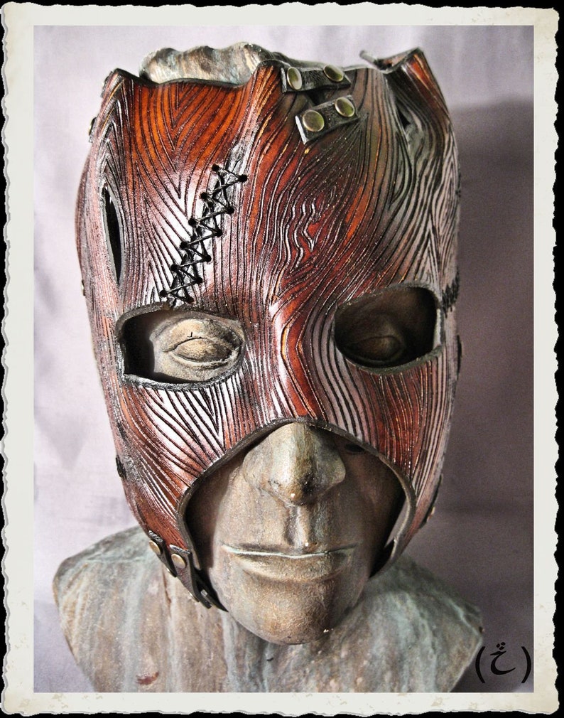 Wooden leather mask image 1