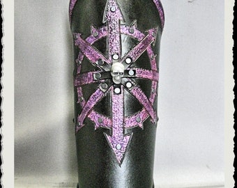 Leather bracer - Chaos - Black and purple