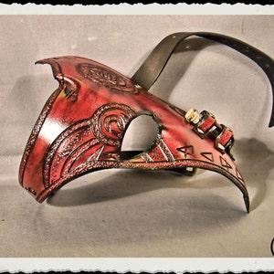 Red leather half mask Alchemist image 4