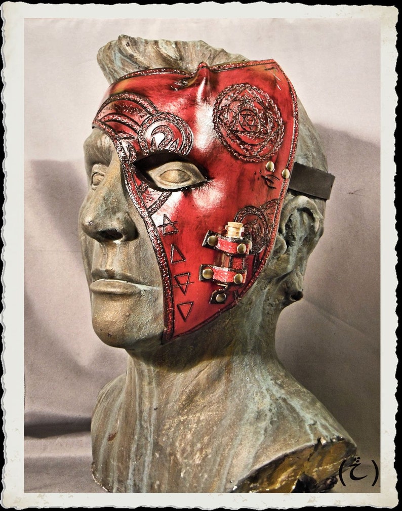 Red leather half mask Alchemist image 1