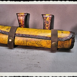 Custodia in pelle per rotolo / fondina / tubo - Mund- Giallo -