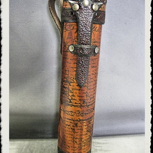 Custodia in pelle per rotolo / fondina / tubo - Tempus - Tan -