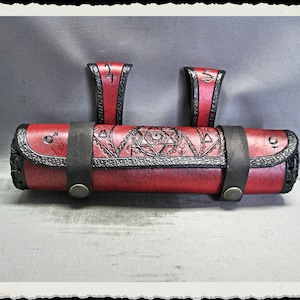 Custodia per pergamena in pelle / fondina / tubo - Alchemist - Rosso -