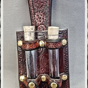 Fondina in pelle per fiala - Steampunk - Marrone -