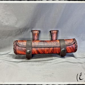 Custodia in pelle per rotolo / fondina / tubo - Legno -