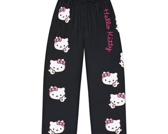 Hello Kitty Pattern Pajama Pants | Black All-Over Print Sleepwear