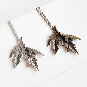 Ahornblatt Kettenhalskette, Statement Laub mit großem Blatt Anhänger, Boho Natur Schmuck, rustikales natürliches Blatt, Kräuterkundler Geschenk für Frauen