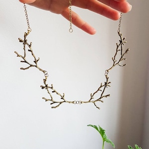 Bronzen tak ketting, bos natuur sieraden, bosrijke rustieke choker, Boho boom kraag voor natuurliefhebber, gewaagde betoverde aardse accessoire afbeelding 6