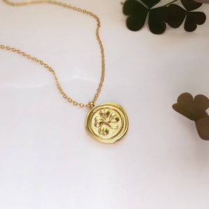 Four Leaf Clover Necklace With Luck Charm, 24K Gold Plated Coin Pendant ...