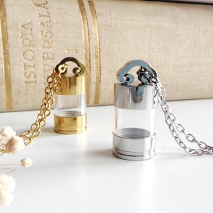 Collar con pequeño frasco para guardar recuerdos, relicario de botella vacía rellenable para cenizas, piel, cabello, urna de vidrio, regalo minimalista personalizado para guardar recuerdos.