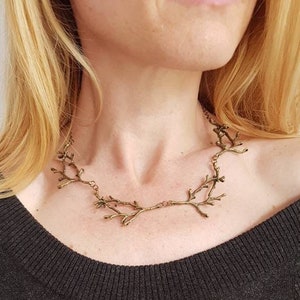 Bronze Branch Necklace, Forest Nature Jewelry, Woodland Rustic Choker, Boho Tree Collar for Nature Lover, Bold Enchanted Earthy Accessory image 5