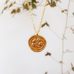 Four Leaf Clover Necklace With Luck Charm, 24K Gold Plated Coin Pendant ...
