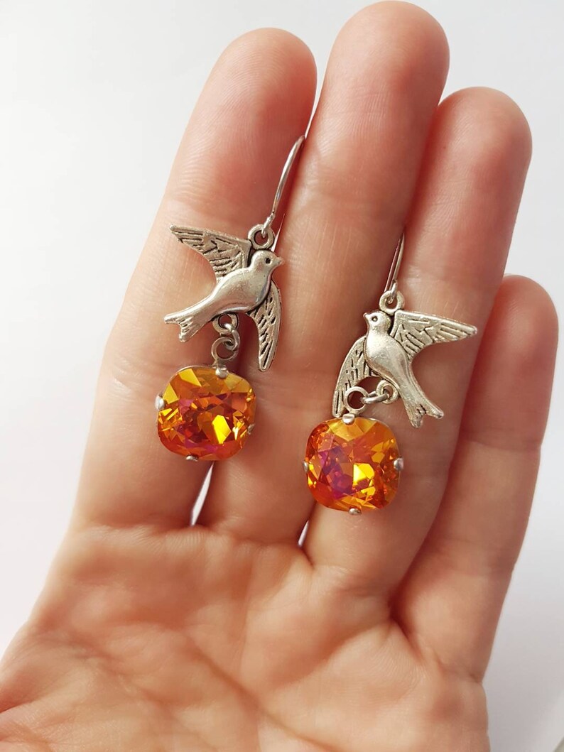 •LUNA• emerald sparrow + silver earrings