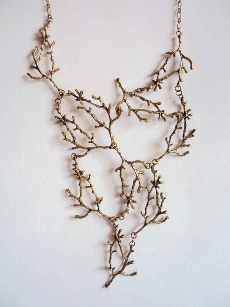 Statement Twig Necklace, Oversized Cascading Bib, Bronze Branch Necklace, Forest Nature Jewelry, Woodland Rustic Wedding, Bold Tree Collar image 7