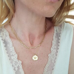 18k Sacred Honey Bee Coin Necklace main image 0