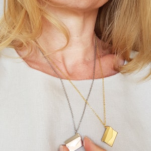 Envelope Locket Necklace, Personalized Message Medallion, Hidden Love Letter Message Pendant, Gold or Silver Motivational Quote Locket Gift image 7
