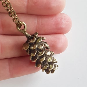 Bronze Pinecone Pendant, Long Chain Necklace, Everyday Bohemian Jewelry, Antique Bronze Woodland Layering Necklace, Rustic Forest Jewelry image 7