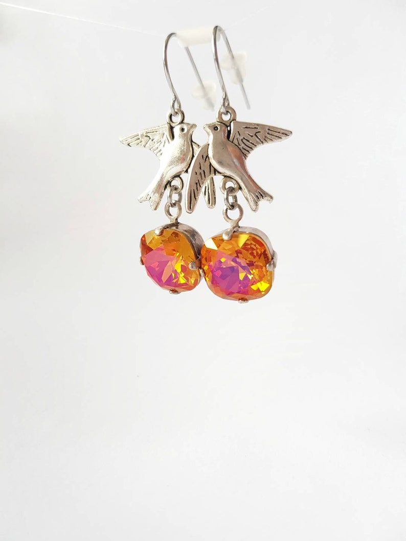 •LUNA• emerald sparrow + silver earrings main image 1