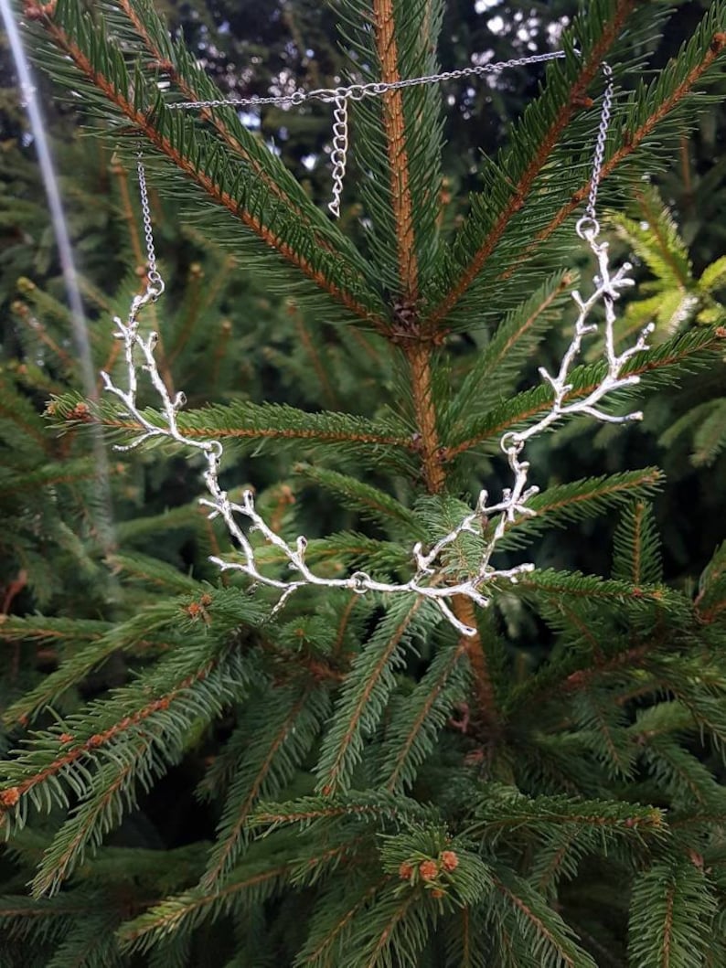 Silver Branch Necklace, Twig Bib Collar, Nature Inspired Gift, Woodland Forest Jewelry, Metal Tree Accessory, Bold Forest Elf Fairy Choker image 8