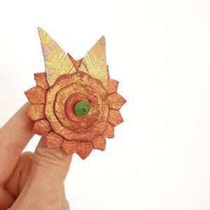 Oversized Flower Brooch, Nature Floral Jewelry, Bold Leather Accessory, Bohemian Appreciation Gift, Metallic Copper Rose Gold Statement Pin image 9