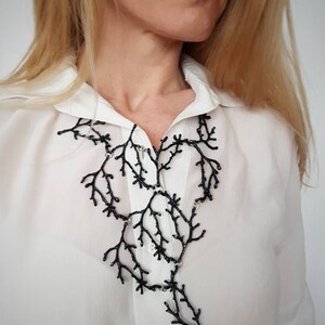 Statement Twig Necklace, Black Branch Cascading Necklace, Big Metal Bib, Oversized Nature Jewelry, Woodland Forest Jewels, Nature Lover Gift image 10