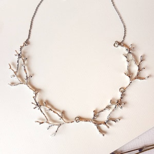 Silver Branch Necklace, Twig Bib Collar, Nature Inspired Gift, Woodland Forest Jewelry, Metal Tree Accessory, Bold Forest Elf Fairy Choker image 3
