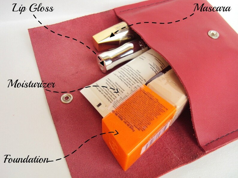 Cartera pequeña de cuero, neceser de cuero, neceser rojo, neceser, funda geométrica para teléfono, bolsa de viaje de cuero, regalo para mujer, cartera roja imagen 7