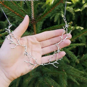 Silver Branch Necklace, Twig Bib Collar, Nature Inspired Gift, Woodland Forest Jewelry, Metal Tree Accessory, Bold Forest Elf Fairy Choker image 5