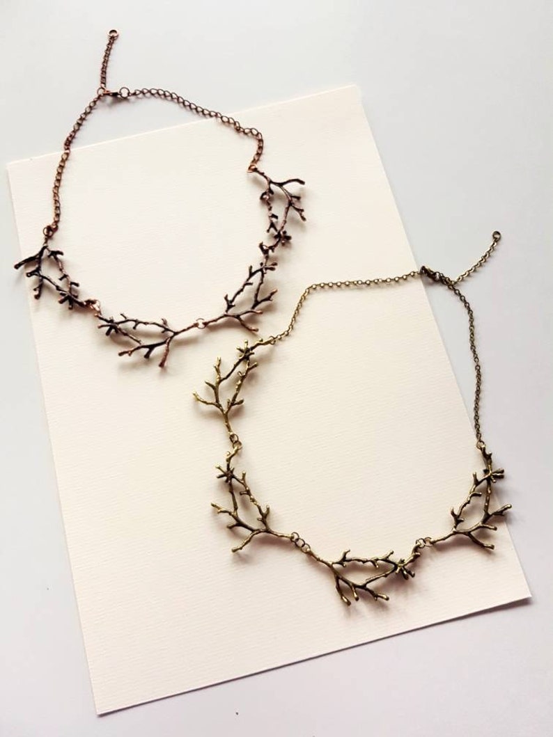 Bronze Branch Necklace, Forest Nature Jewelry, Woodland Rustic Choker, Boho Tree Collar for Nature Lover, Bold Enchanted Earthy Accessory image 10