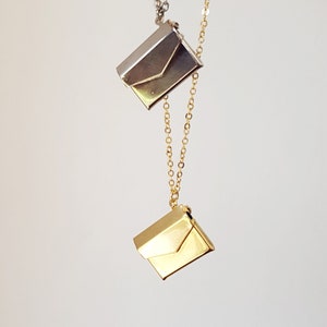 Envelope Locket Necklace, Personalized Message Medallion, Hidden Love Letter Message Pendant, Gold or Silver Motivational Quote Locket Gift image 4