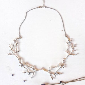 Silver Branch Necklace, Twig Bib Collar, Nature Inspired Gift, Woodland Forest Jewelry, Metal Tree Accessory, Bold Forest Elf Fairy Choker image 4