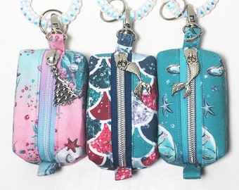 Holiday Mermaids | Under the Sea Fantasy Itty Bitty Boxy Bag Keychain - Coin Purse, Dice Bag