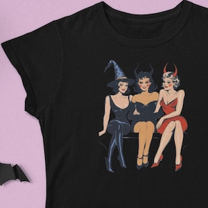 Retro Pin Up Halloween Besties T-Shirt, Spooky Women's Tee