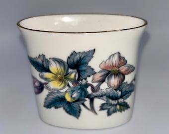 Vintage Royal Worcester | Pin or Toothpick Holder | Mini Vase | Bone China | Floral | Gold Trim