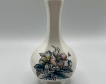 Vintage Royal Worcester Bud Vase | Bone China | Floral Hexagon Base | English 1950s | Fine Porcelain | Pastel Flowers | Home Decor