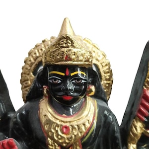 シャニ・デヴ像 黒大理石：プージャや寺院用の12インチ手作り像