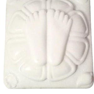 10x10 Inch Goddess Charan Paduka | Handmade White Marble Footprint | Hindu Pooja Gift | Temple & Home Mandir Decor