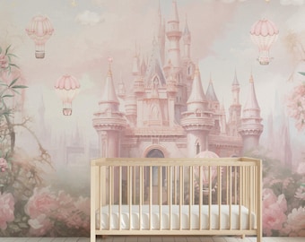 Behangmuur sprookjeskasteel: slaapkamer decor prinses meisjes