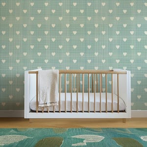 Carta da parati a forma di cuore verde menta per cameretta dei bambini – Graziosa decorazione murale per la cameretta dei bambini – Decorazione moderna e minimalista per bambini